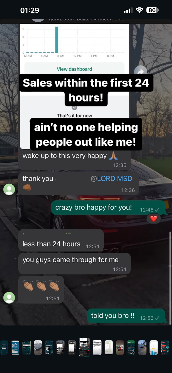 Student celebrating sales in the first 24 hours